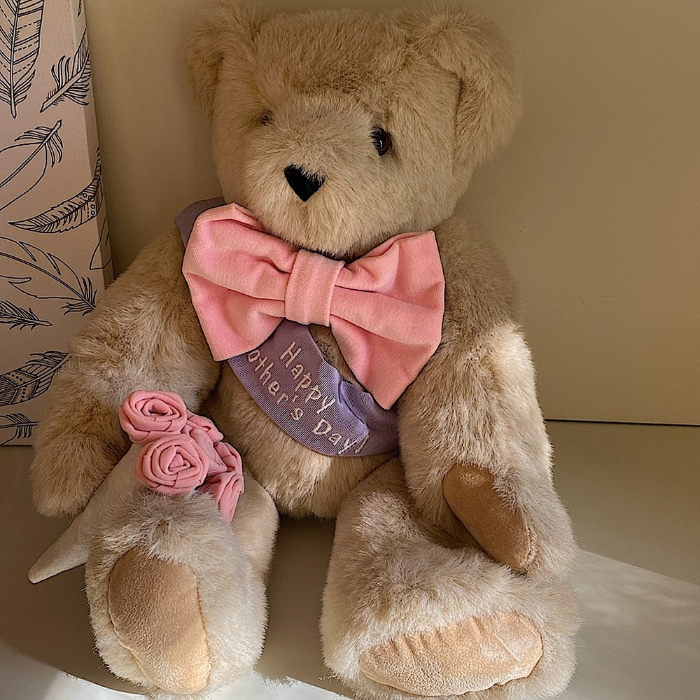 FINAL SALE!! ‘Happy Mothers Day’ Teddy Bear Plush Pink Roses Vermont Bear Gift
